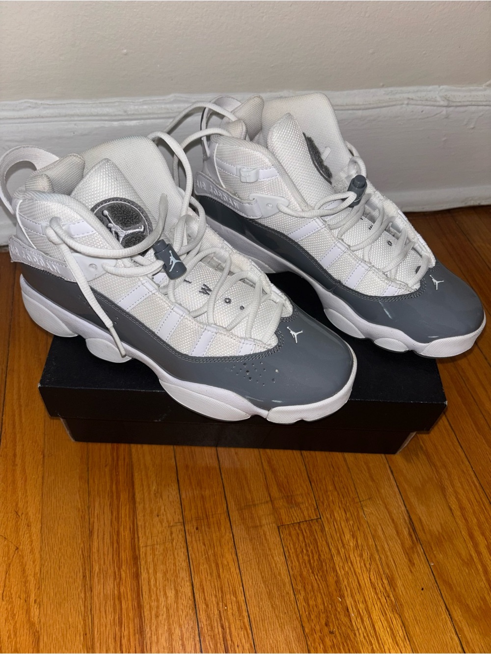 Jordan 6 Rings Youth Sneakers in White & Gray